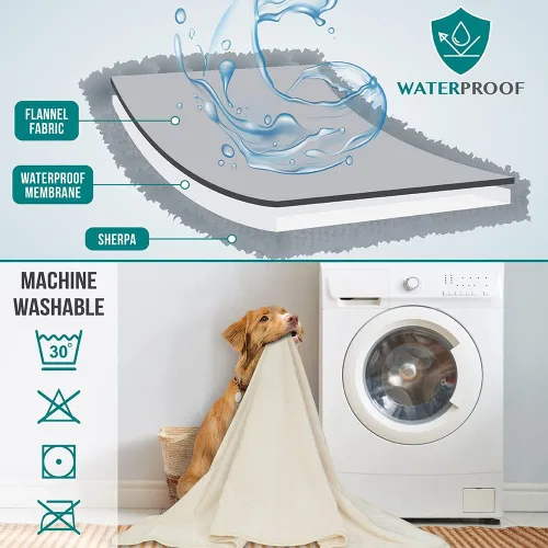 Vista 5 de PETAMI Manta impermeable de forro polar Sherpa para gatos y perros, color beige, talla S