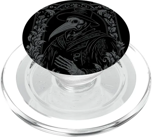 Vista 8 de Plague Doctor Oculto Gótico Plaga Steampunk Black Death PopSockets Adhesivo PopGrip