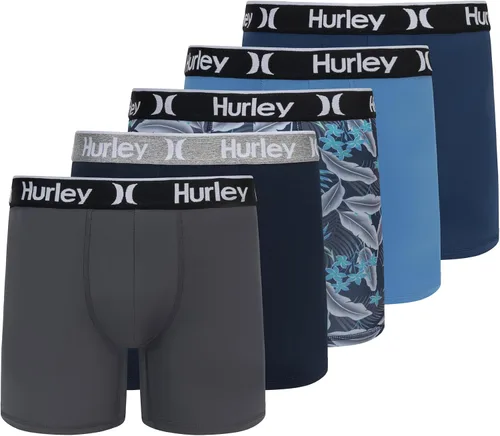 Vista 13 de Hurley calzoncillos tipo bóxer elásticos para hombre, paquete de 5 Combo de helecho de carbón
