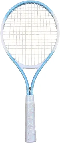 Vista 7 de predolo Raqueta de tenis con agarre cómodo y cuerdas de nailon para práctica de playa, azul y blanco