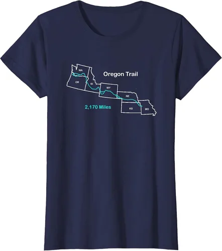 Vista 76 de Route Map of The Oregon National Historic Trail T-Shirt Asphalt Grey
