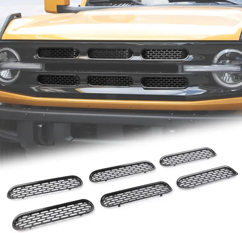 Vista 11 de Kit de 6 piezas de rejilla de malla para parrilla delantera, marco de cubierta, para Ford Bronco 2021-2024 de 2/4 puertas, accesorios exteriores