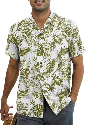 Vista 3 de Summer Vacation Shirt Beach Tropical Hawaiian Shirt for Men Short Sleeve Button Down Aloha Shirt