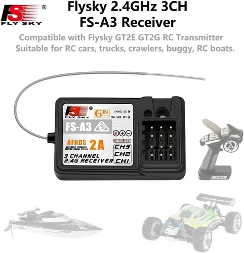 Vista 2 de Flysky FS-A3 AFHDS2A 2.4G 3CH Receptor para GT2E GT2G Transmisor 2PCS