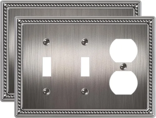 Vista 51 de Paquete de 2 cubiertas de placa de interruptor de luz de doble palanca, cubiertas decorativas de placa de doble interruptor Pearls, placa de pared