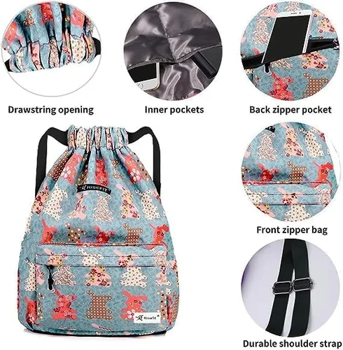 Vista 3 de Bolsa impermeable con cordón, bolsa de gimnasio, mochila deportiva de playa para hombres y mujeres
