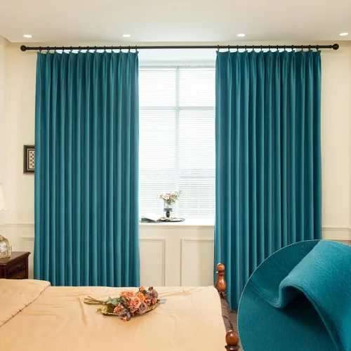 Vista 11 de MUMFAS Panel de Cortina con Pliegues Pellizcos de Terciopelo Sólido con Aislamiento Térmico 95% Opaca para Puerta de Patio para Barra Transversal