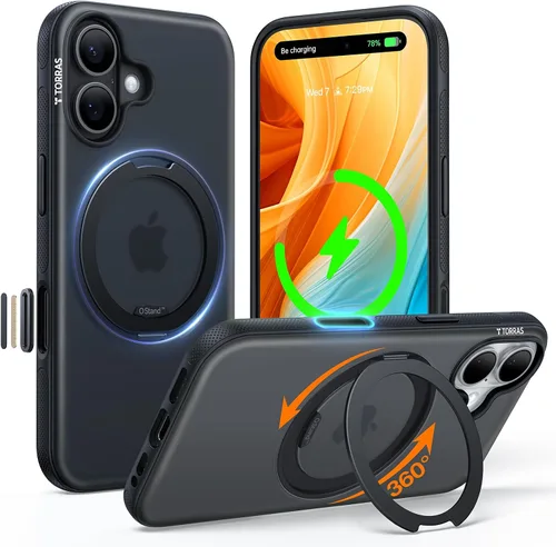 Vista 19 de TORRAS Soporte Magnético 360 para Funda de iPhone 16 Pro, Ostand 3.0 [Compatible con MagSafe] [4X Grado Militar Resistente a Golpes] Cubierta