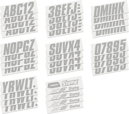 Vista 4 de STIFFIE Shift Silver 3" Boat & PWC Registration Decals • Etiquetas Adhesivas Letras Números