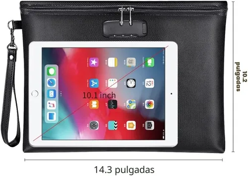 Vista 5 de Bolsa de documentos ignífuga con cerradura, 14.3 x 10.2 pulgadas, bolsa de dinero ignífuga e impermeable con cierre de cremallera, bolsa