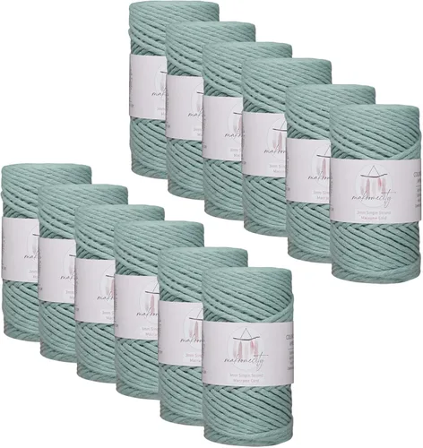 Vista 82 de Makromecity, Cordón de macramé de un solo hilo de 3 mm x 100 yardas (300 pies) de 3 mm de cordón de algodón azul bebé para arte y manualidades