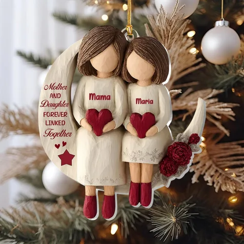 Vista 9 de Abuela y Nieto Moon Loves - Adornos Acrílicos Personalizados de 1 Capa - Te Amo Hasta la Luna y de Vuelta - Adorno Adornos Navideños 2025