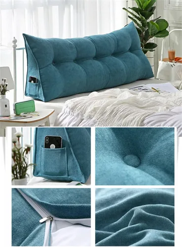 Vista 2 de Almohada triangular grande para cabecero de cuña de lectura, reposa cama, respaldo, almohada para reposo de cama, cojín para sofá cama individual