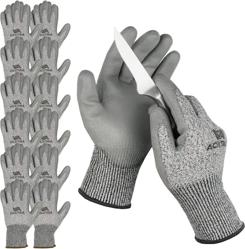 Vista 14 de Guantes de trabajo de seguridad resistentes a cortes de nivel 5 ACKTRA, 12 pares