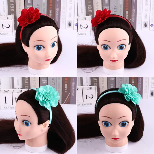 Vista 5 de XIMA 10 diademas de gasa con flores para niñas, para niños, adolescentes, accesorios para el cabello Big Fabric Floral Hair Hoops, Non Slip Hair