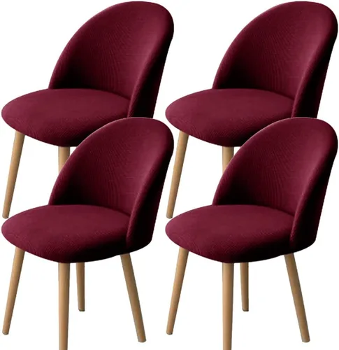 Vista 28 de XMNTG Juego de 4 fundas elásticas de jacquard gris para silla de comedor, con respaldo curvado, fundas para silla de acento modernas de mediados
