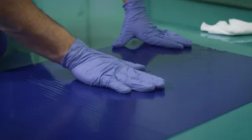 Vista 2 de Adhesivo para sala limpia/pegajosa/pegajosa Mat 26" x 45" Azul (10 almohadillas de 30 hojas) 10 almohadillas, 300 hojas por caja. Cada almohadilla