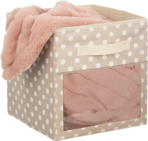Vista 7 de mDesign Caja organizadora de tela para guardería/sala de juegos, organizador de armario, asa frontal/ventana para estanterías de muebles de cubo