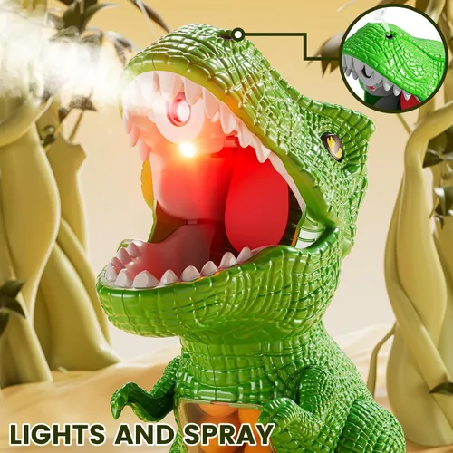 Vista 7 de Disparo de dinosaurios movibles para juguetes para niños de 4 a 6 años, juegos electrónicos para niños con lanzador de bomba de aire, registro
