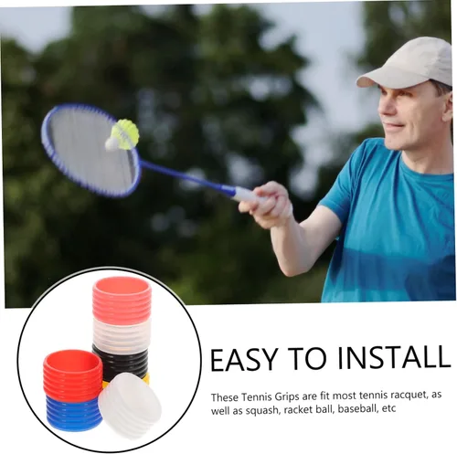 Vista 5 de INOOMP 14 bandas flexibles y de agarre para raqueta para tenis y bádminton, incluye diseño reutilizable transparente macarrón