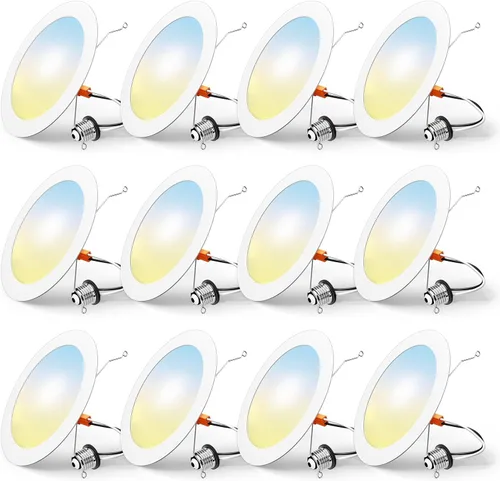 Vista 13 de FREELICHT Paquete de 4 luces LED empotrables de 4 pulgadas, seleccionables 2700 K/3000 K/4000 K/5000 K/6000 K, luces LED planas regulables, 7 W = 60