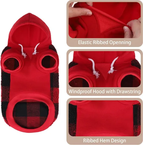 Vista 21 de PUPTECK Sudadera con Capucha para Perro Sudadera para Cachorro Suéter Cálido para Perro Ropa de Invierno Abrigos para Clima Frío para Perros Negro