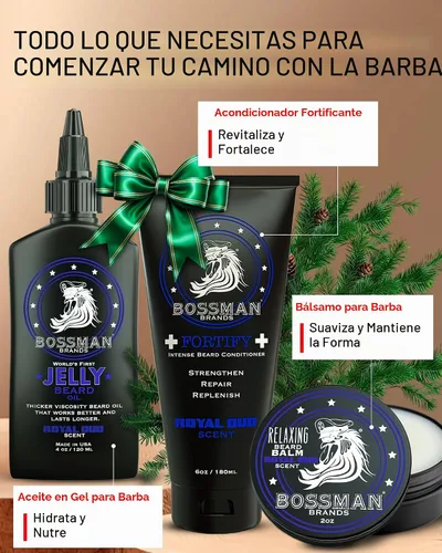 Vista 2 de Bossman Essentials - Kit de barba para hombre, juego de regalo de 3 piezas