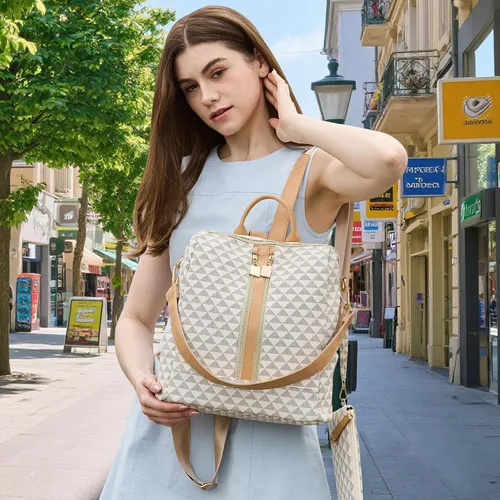 Vista 8 de Makes - Bolso tipo mochila para mujer, de piel sintética, bolso de viaje con diseño convertible a cartera, 12 pulg., Mochilas de viaje