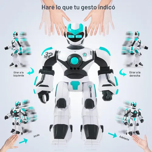 Vista 3 de HPROMOT - Robot de juguete RC Control de voz y gestos Caminar bailando cantando A partir de 6 años Gestos remotos y control de voz Paseos
