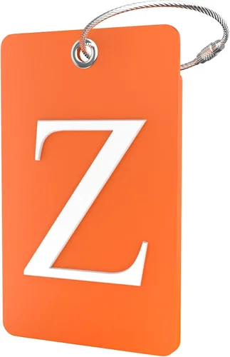 Vista 105 de Etiqueta de equipaje con inicial, totalmente flexible, con aro de acero inoxidable, letra G