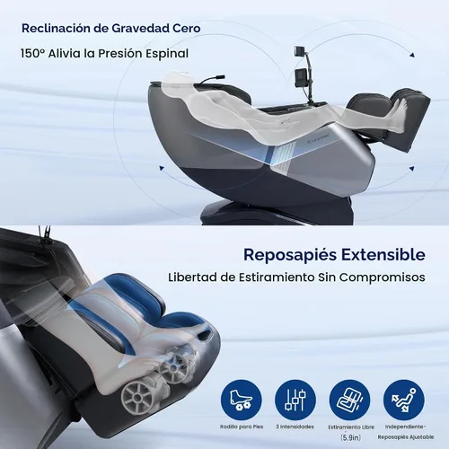 Vista 8 de VAT - Silla de masaje de cuerpo completo VibroAcoustic Sonic Wave, SL-Track Zero Gravity reclinable con 25 modos automáticos, escaneo corporal