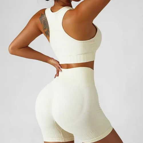 Vista 3 de CZDYUF - Conjunto de yoga sin costuras para mujer, trajes deportivos para gimnasio, ropa de fitness, ropa de dos piezas para entrenamiento