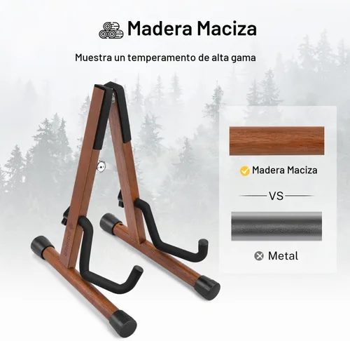 Vista 7 de Donner Soporte para ukelele de madera para violín, guitarra Hush, mandolina, banjo, soporte plegable de piso con marco en A para pequeños