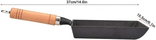 Vista 8 de Vikye Tamagoyaki - Sartén japonesa para tortilla/huevos, mini sartén de hierro para tortilla, sartén con mango de madera Tamagoyaki, funciona