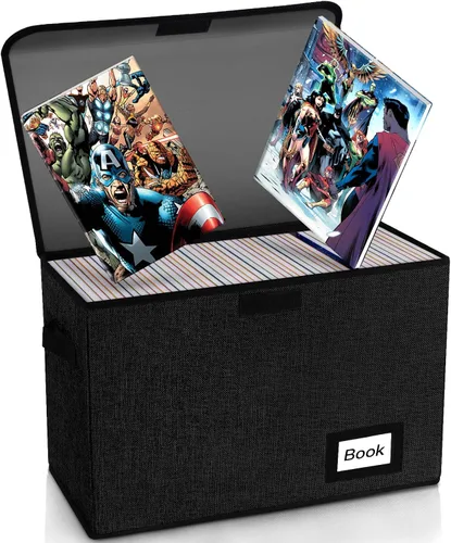 Vista 15 de Caja de Almacenamiento de Cómics, 15.8" X 7.8" X 11.8", Resistente Plegable Contiene 160-180 Cómics Contenedor Organizador Estante