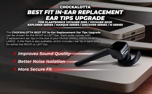 Vista 3 de Almohadillas de repuesto intrauditivas compatibles con Plantronics Poly Voyager 3200/Edge