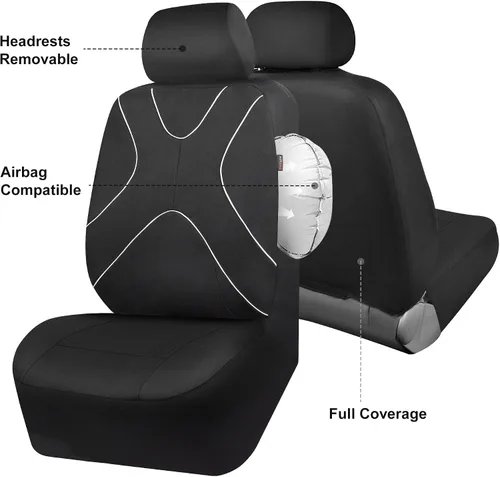 Vista 7 de Fundas de tela para asiento delantero, transpirables, compatibles con bolsas de aire, ajuste universal para el 95% de los sedanes, camionetas