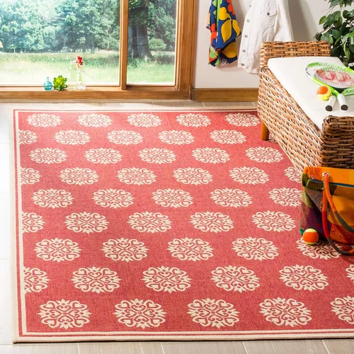 Vista 11 de SAFAVIEH Alfombra lavable al aire libre Linden Collection – 6 pies 7 pulgadas, cuadrada, aguamarina y crema, no desprende pelusa y fácil de limpiar