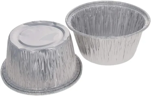 Vista 2 de Othmro Recipientes de alimentos de papel de aluminio de 3.2 x 1.5 pulgadas (DiaxH), bandejas desechables para llevar, 100 sartenes redondas de papel