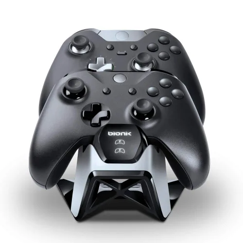 Vista 2 de Bionik Power Stand Xbox Controller Charger Station Store and Fast Charge 2 Wireless Xbox OneSElite Controllers, Power Adapter and 2 Battery Packs