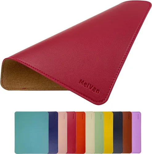 Vista 9 de MelVan Alfombrilla de mouse de piel sintética con borde cosido, alfombrilla de mouse de madera, alfombrilla de mouse impermeable para computadoras