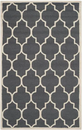 Vista 146 de Tapete Safavieh de la colección Cambridge, modelo CAM134X, hecho a mano, de lana de primera calidad, formas geométricas marroquíes, color gris