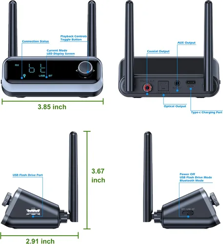 Vista 9 de KAIY - Receptor Bluetooth 5.4 para el hogar, adaptador de audio Bluetooth