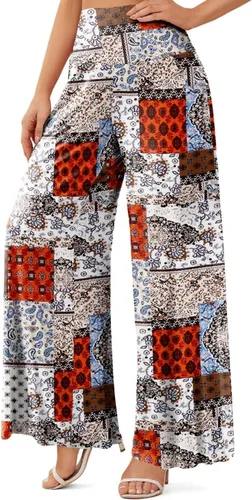 Vista 2 de JZC Pantalones de descanso estilo palazzo para mujer, elásticos, de pierna ancha, informales, cómodos, de tiro alto, holgados, tallas S - 3XL