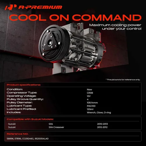 Vista 2 de A-Premium Compresor de aire acondicionado con embrague compatible con Suzuki SX4 2.0L 2010-2013, SX4 Crossover 2.0L 2012, con polea de 6 ranuras