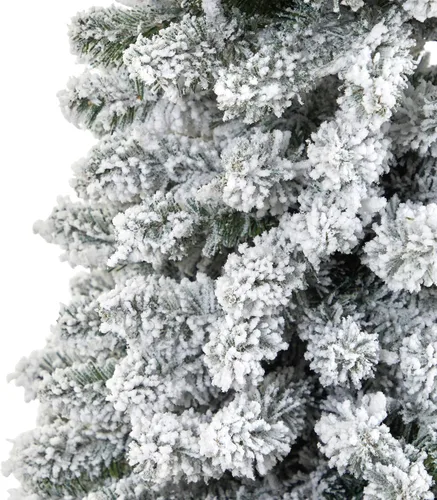 Vista 3 de Nearly Natural Árbol de Navidad artificial de lápiz flocado de 7 pies con 574 ramas flexibles