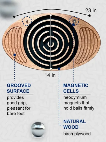 Vista 4 de Tabla de equilibrio de madera con laberinto laberinto de 23 x 14 pulgadas – Entrenador de fuerza y coordinación para terapia física, fitness