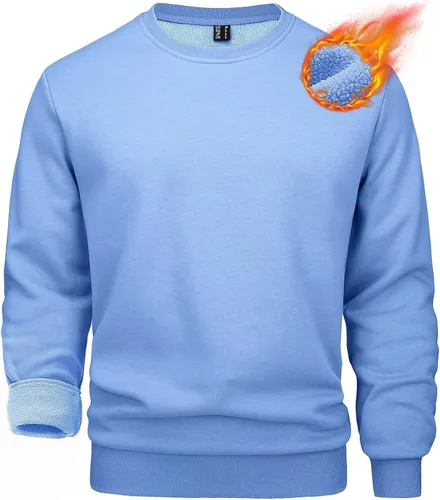 Vista 101 de MAGCOMSEN Sudadera de cuello redondo para hombre de manga larga casual cálida de forro polar