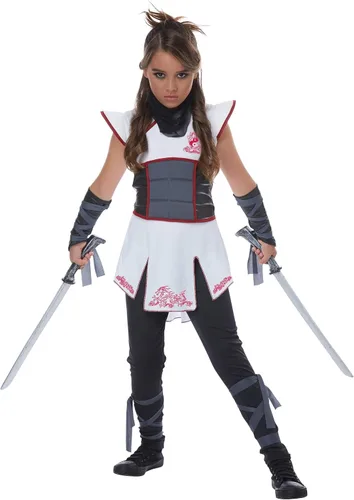 Vista 2 de Disfraz de ninja blanco para niñas talla S