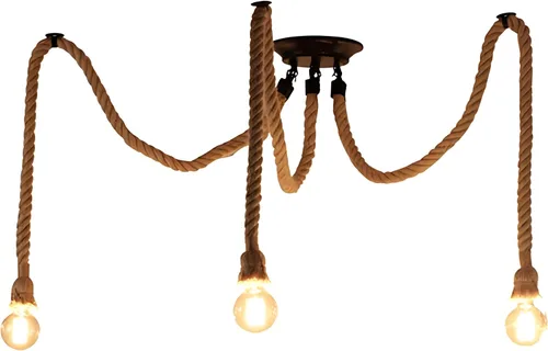 Vista 8 de 1 cabeza 1.5M cuerda de cáñamo vintage luz E26/E27 base, lámpara de techo colgante, estilo retro para comedor, restaurante, bar iluminación